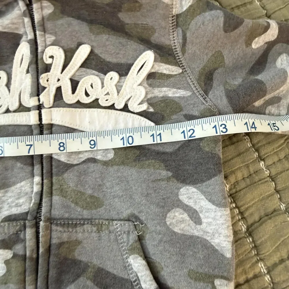 OSHKOSH Gray Camo‎ Full Zip Cotton Hoodie SZ 3T Country CabinCore CoolKids